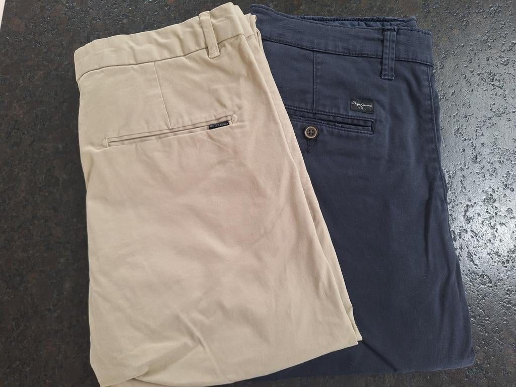 2 nette heren pantalons, Kleding | Heren, Ophalen of Verzenden, Zo goed als nieuw, Beige