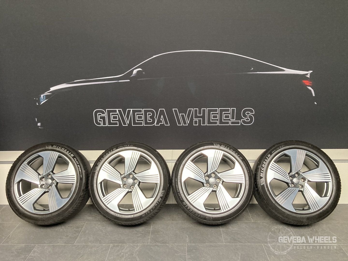 21” originele Audi Etron velgen + Michelin banden 5x112 4KE, Gebruikt, -, 265 mm, -