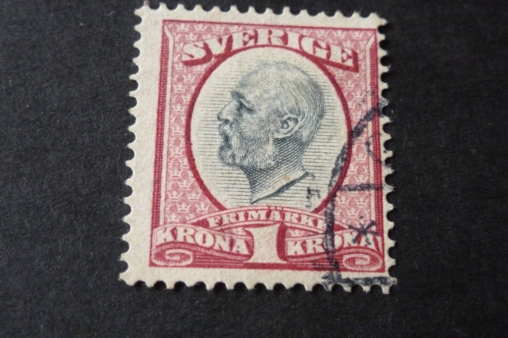 Postzegels - Zweden oude 1 krona rond 1900 gestempeld (h 26, Ophalen of Verzenden, Zweden, Gestempeld