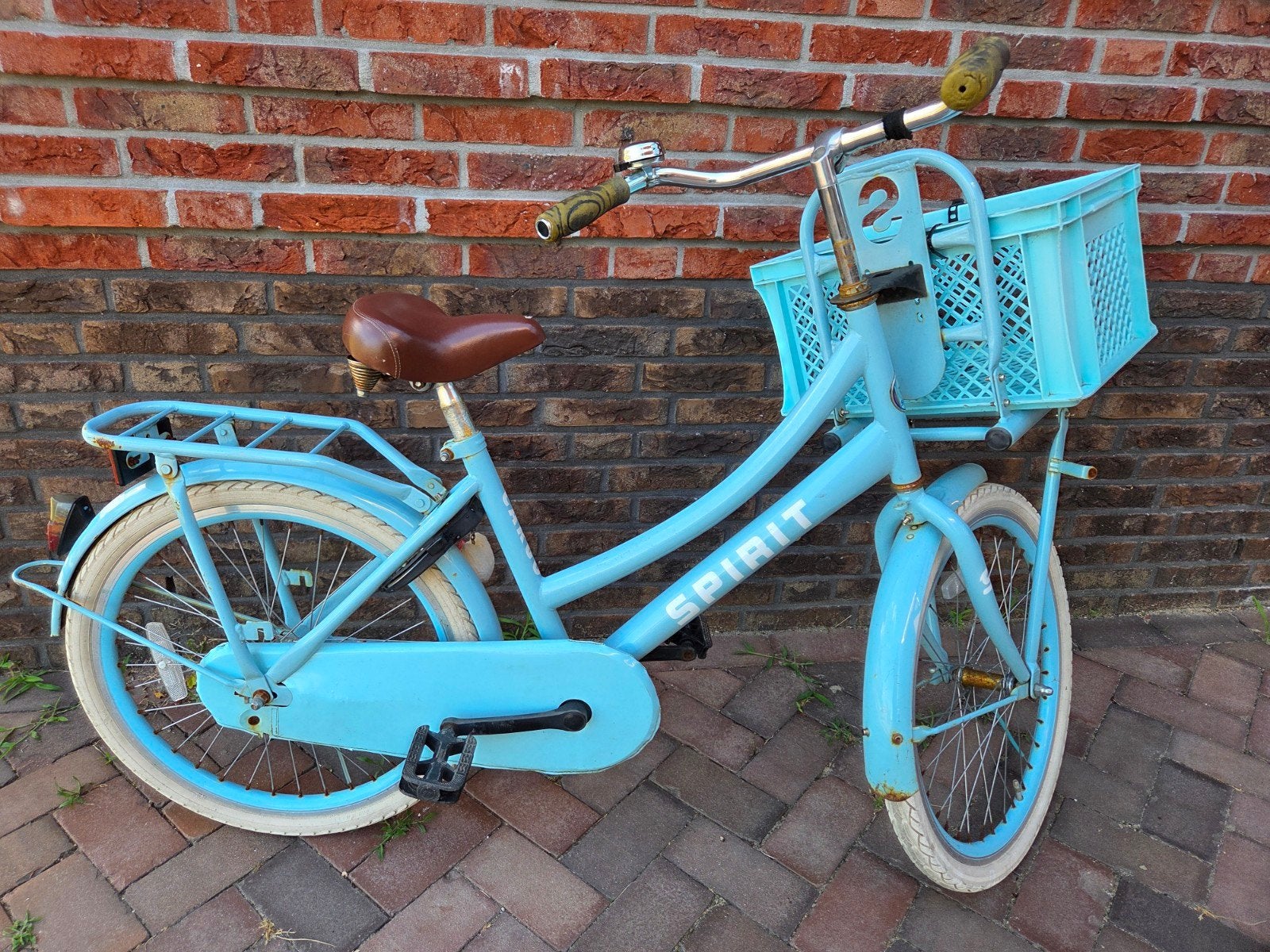 Spirit kinderfiets 22 inch met mandje en terugtraprem, Ophalen, Terugtraprem, 22 inch, Gebruikt