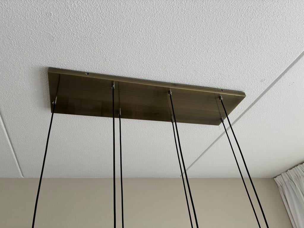 Prachtige hanglamp met 7 glazen bollen met dimbare ledlampen, Ophalen, Gebruikt, Glas, 75 cm of meer