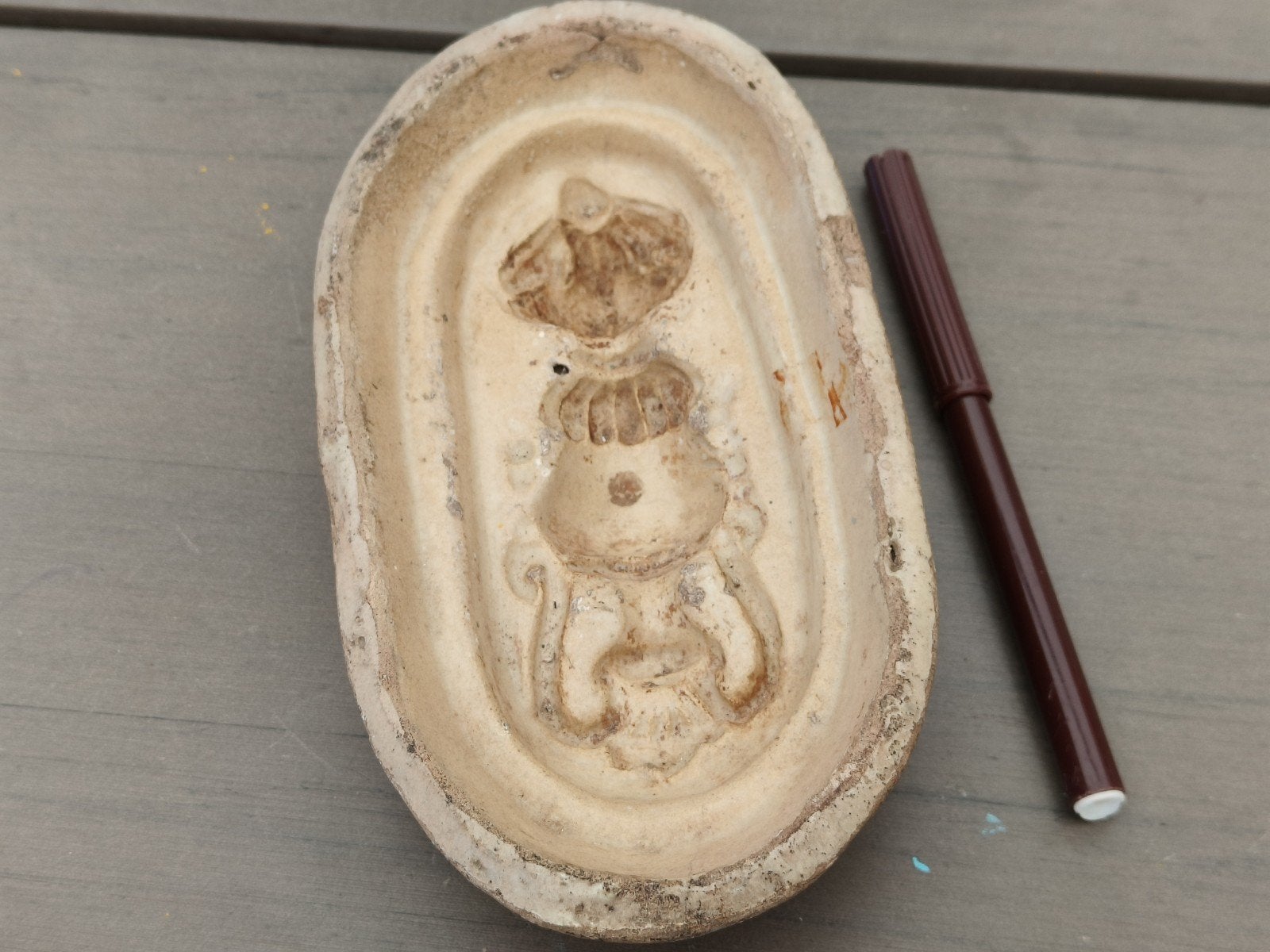 ANTIEKE GIETMAL ORNAMENT, BODEMVONDST?, Antiek en Kunst, Antiek | Keramiek en Aardewerk, Verzenden