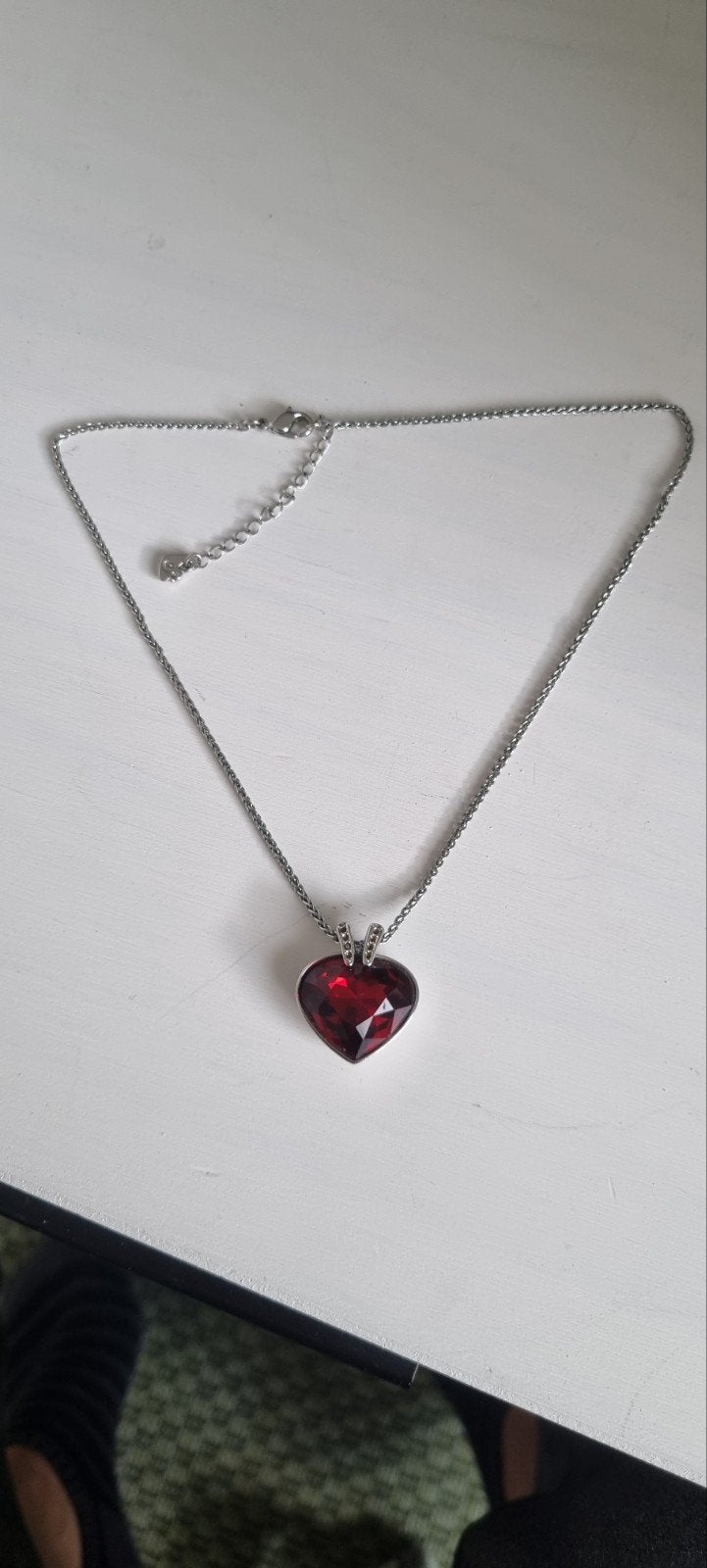 Swarovski ketting rood hart - Titanic stijl, Ophalen, Overige materialen, Rood, Gebruikt
