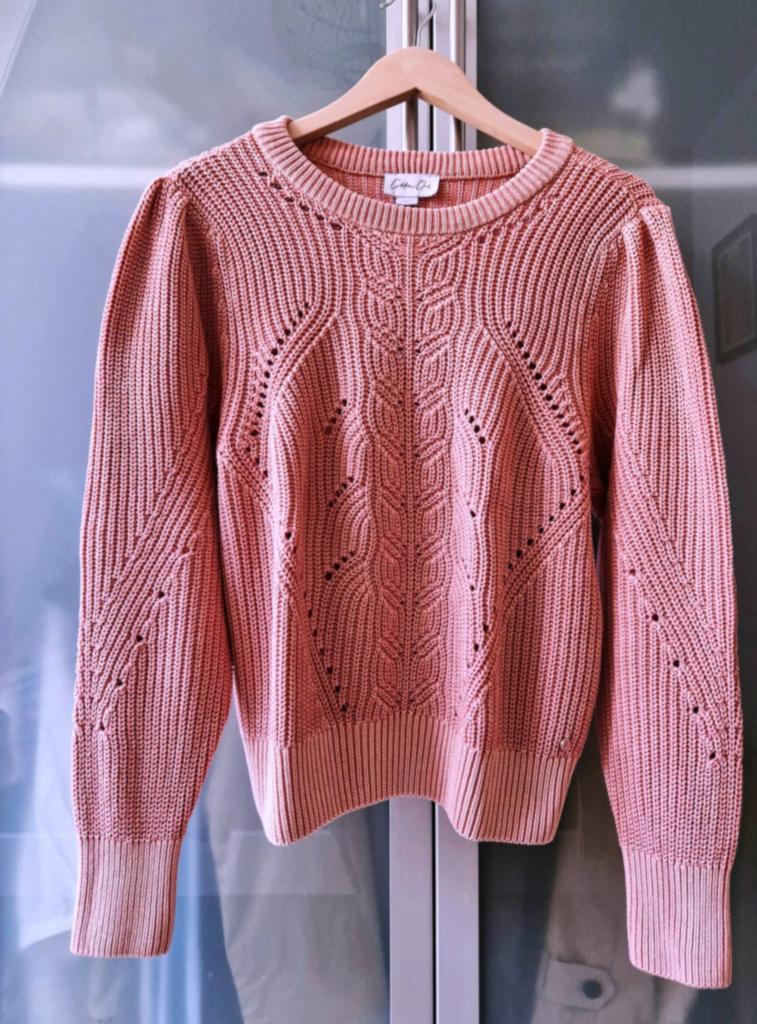 Roze trui met ajour Cotton Club, Kleding | Dames, Verzenden, Maat 42/44 (L), Zo goed als nieuw, Roze