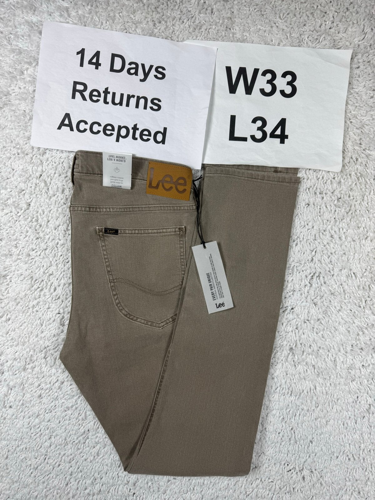Lee Luke Stretch Jeans Slim Tapered Taupe Grijs W33 L34 2748, B, Verzenden, W33 - W34 (confectie 48/50), B