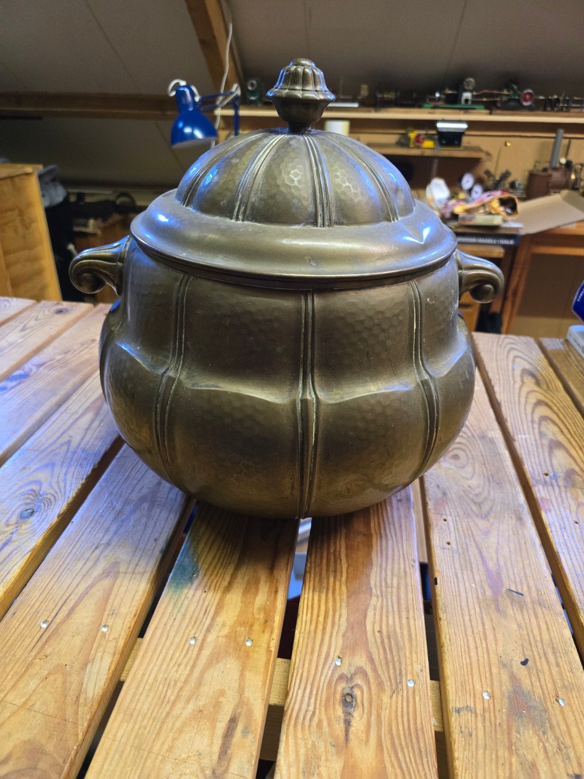Messing/koper pompoen opbergpot - Ernst Hecker, Antiek en Kunst, Antiek | Koper en Brons, Ophalen of Verzenden