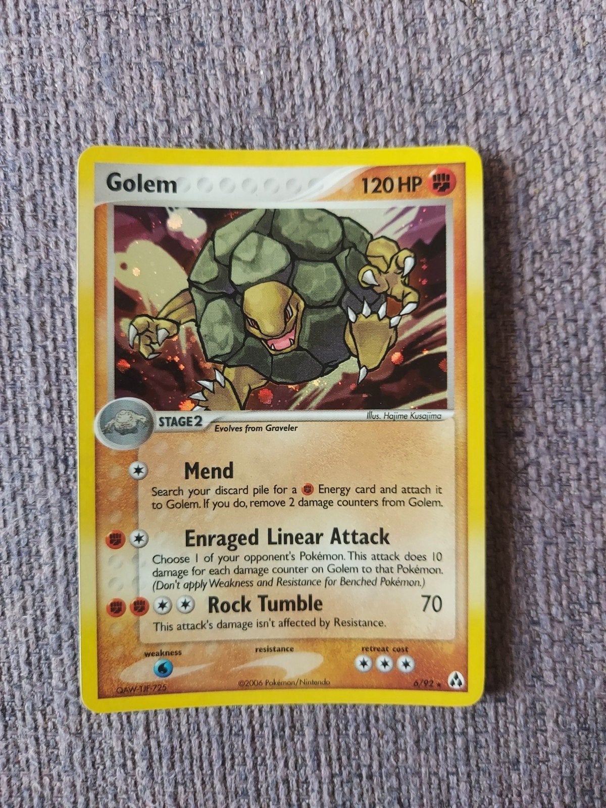 Golem 6/92 holo pokemon kaart, Ophalen of Verzenden, Zo goed als nieuw