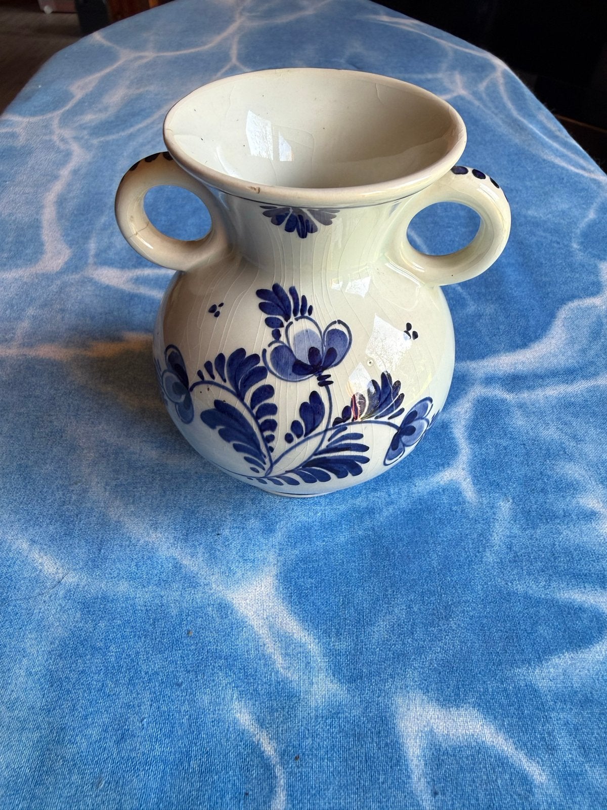 Delfts Blauw handgeschilderde vaasje, Huis en Inrichting, Gebruikt, Overige merken, Overige typen, Ophalen of Verzenden