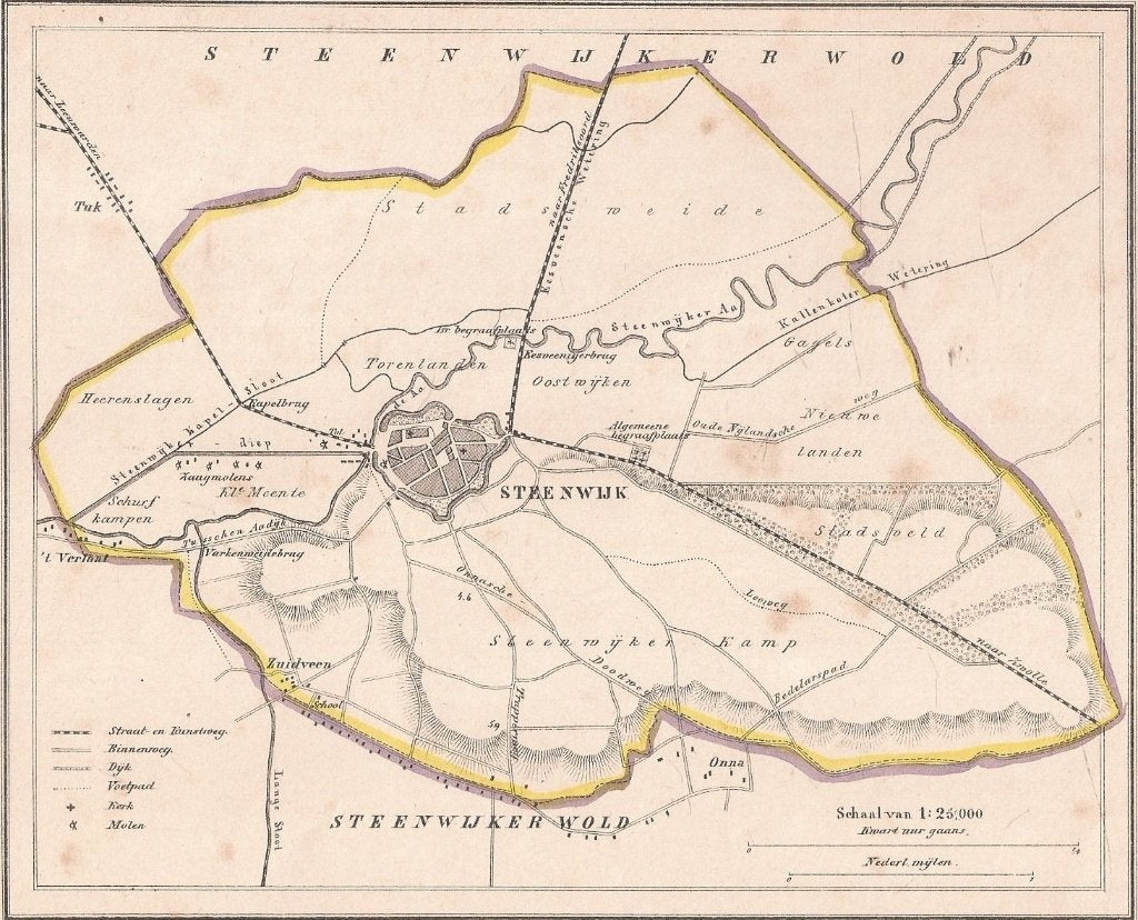 Gemeente Steenwijk, Kuyper kaartje. 1865, 1800 - 1899, Cartografie, Ophalen of Verzenden, 15 cm