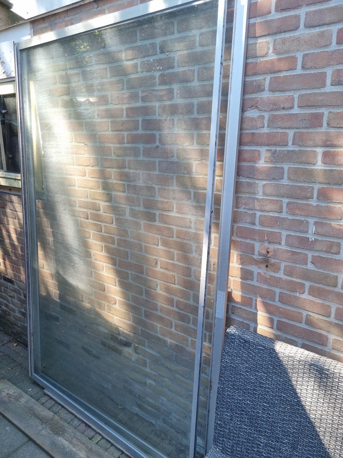 Twee gebruikte schuifdeuren met wieltjes en geleider, Gebruikt, Binnendeur, Ophalen of Verzenden, Schuifdeur