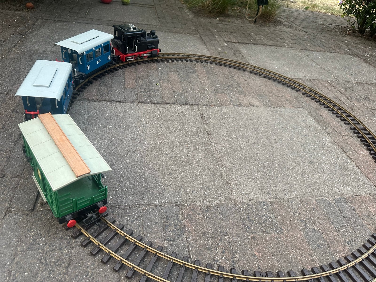 Playmobil Treinset met Locomotief, Wagons en Rails, Hobby en Vrije tijd, Gelijkstroom, Ophalen of Verzenden, LGB, Gebruikt