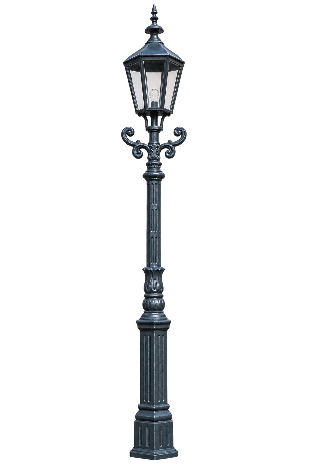 Sierlijke gietijzeren lantaarnpaal – 250 cm – donkergrijs, Tuin en Terras, Ophalen, Zonne-energie, Minder dan 50 watt, Staande lamp