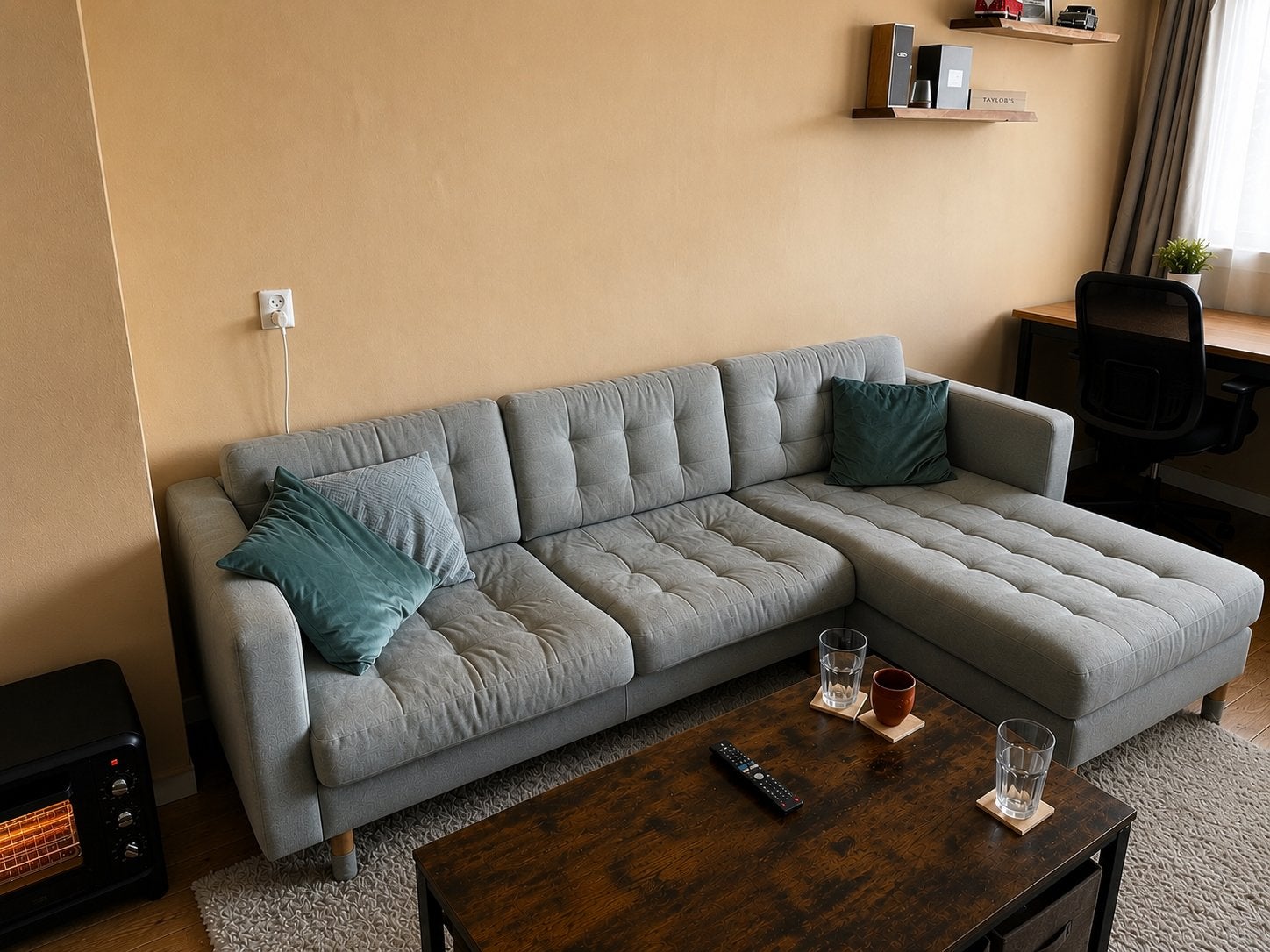 IKEA Landskrona 3-zits bank met loungegedeelte, Ophalen, Gebruikt, 100 tot 125 cm, Hoekbank