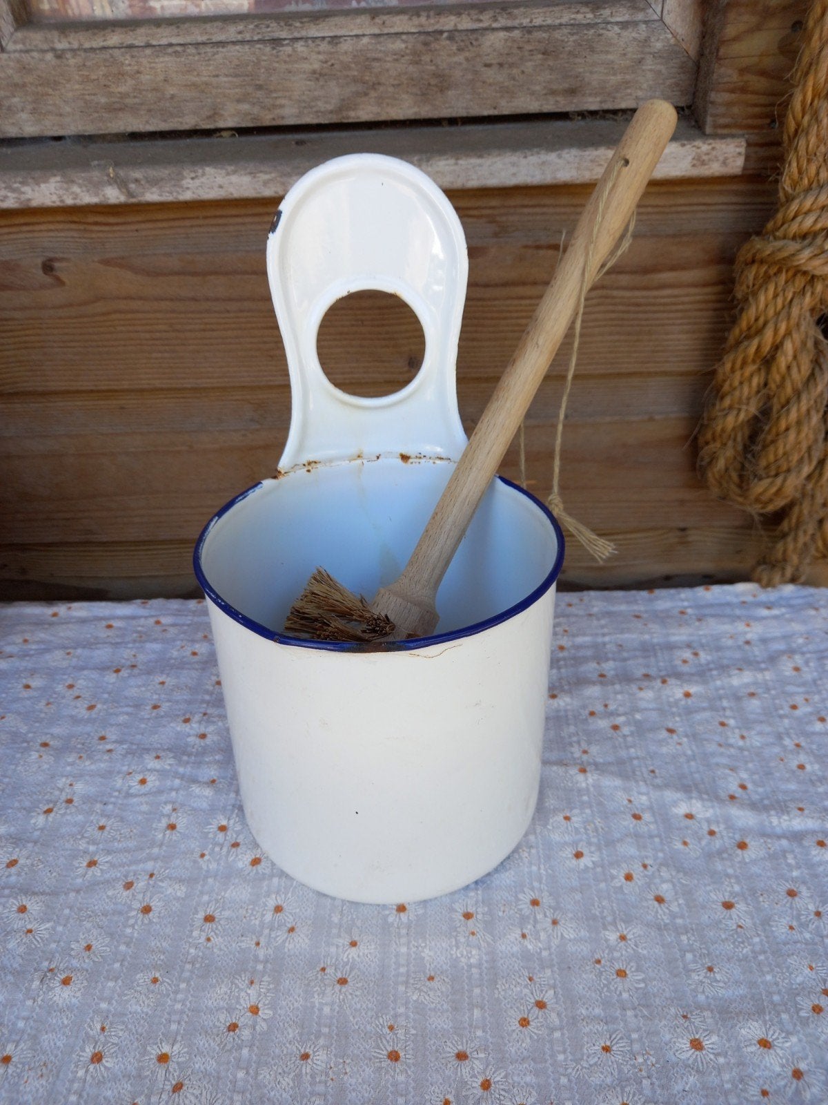 emaille toiletborstelhouder., Antiek en Kunst, Antiek | Emaille, Ophalen of Verzenden