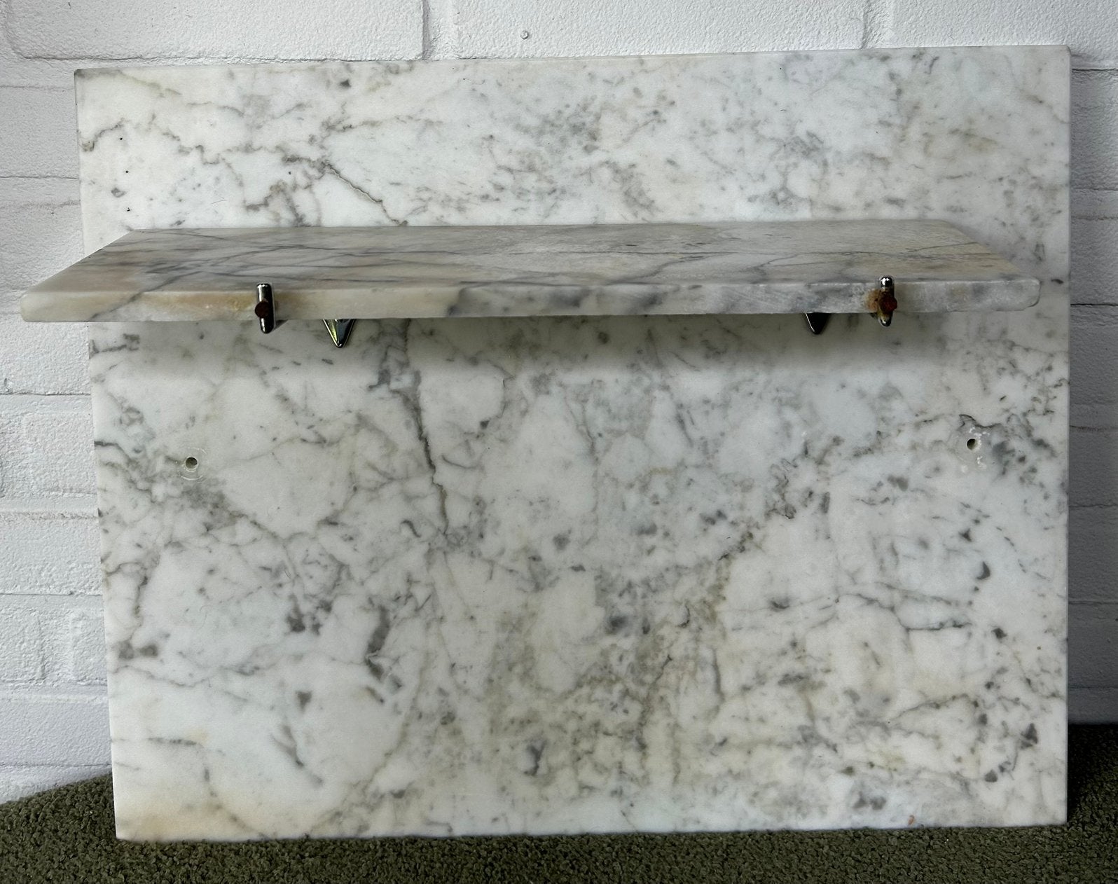 Vintage marmer wastafel planchet met plankje, Ophalen, Minder dan 50 cm, Gebruikt, Overige typen