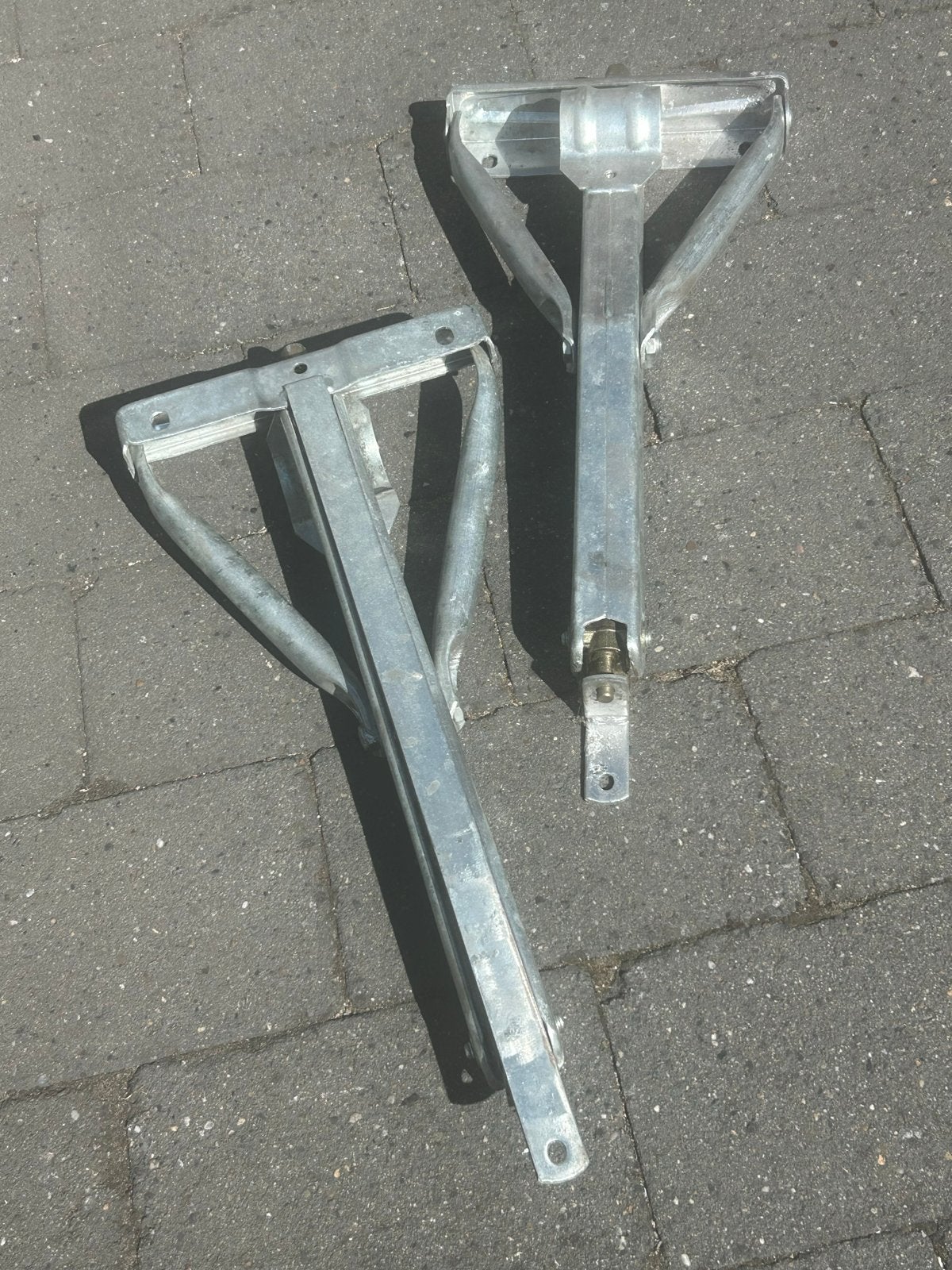 Set van 2 verzinkte opklapbare steunen, Caravans en Kamperen, Caravan accessoires, Ophalen, Gebruikt
