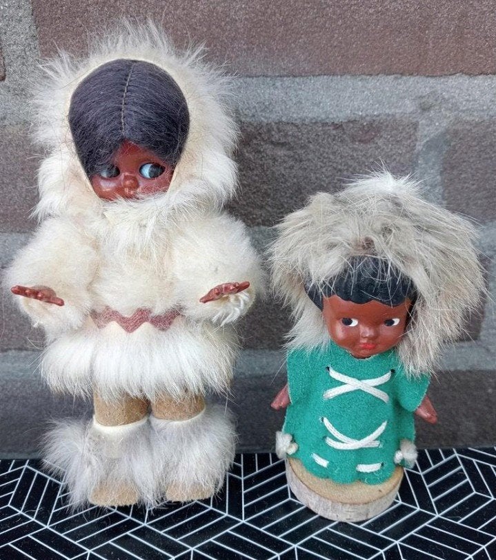 2 Vintage Eskimo poppen  15cm en 10cm, Verzamelen, Ophalen, Zo goed als nieuw