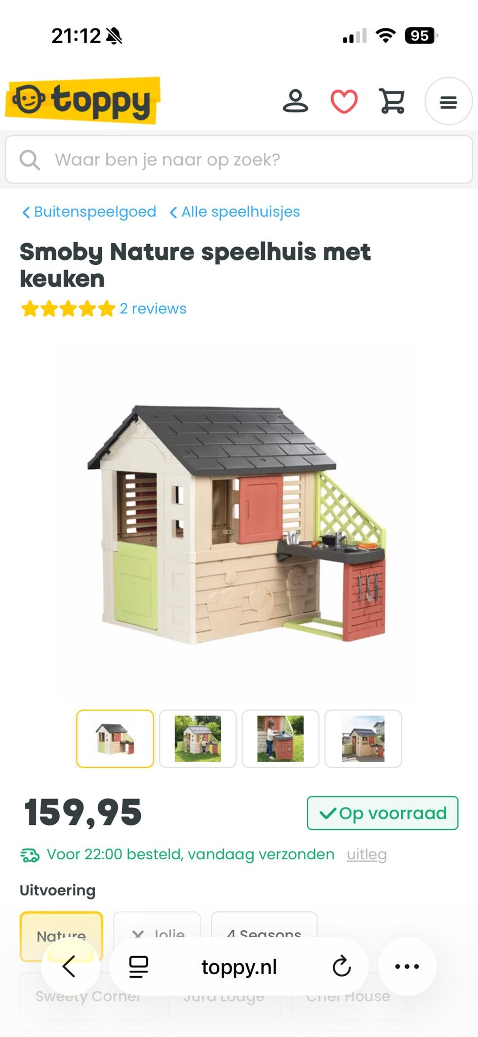 Smoby Nature Speelhuisje met Keuken, Ophalen, Zo goed als nieuw, Kunststof