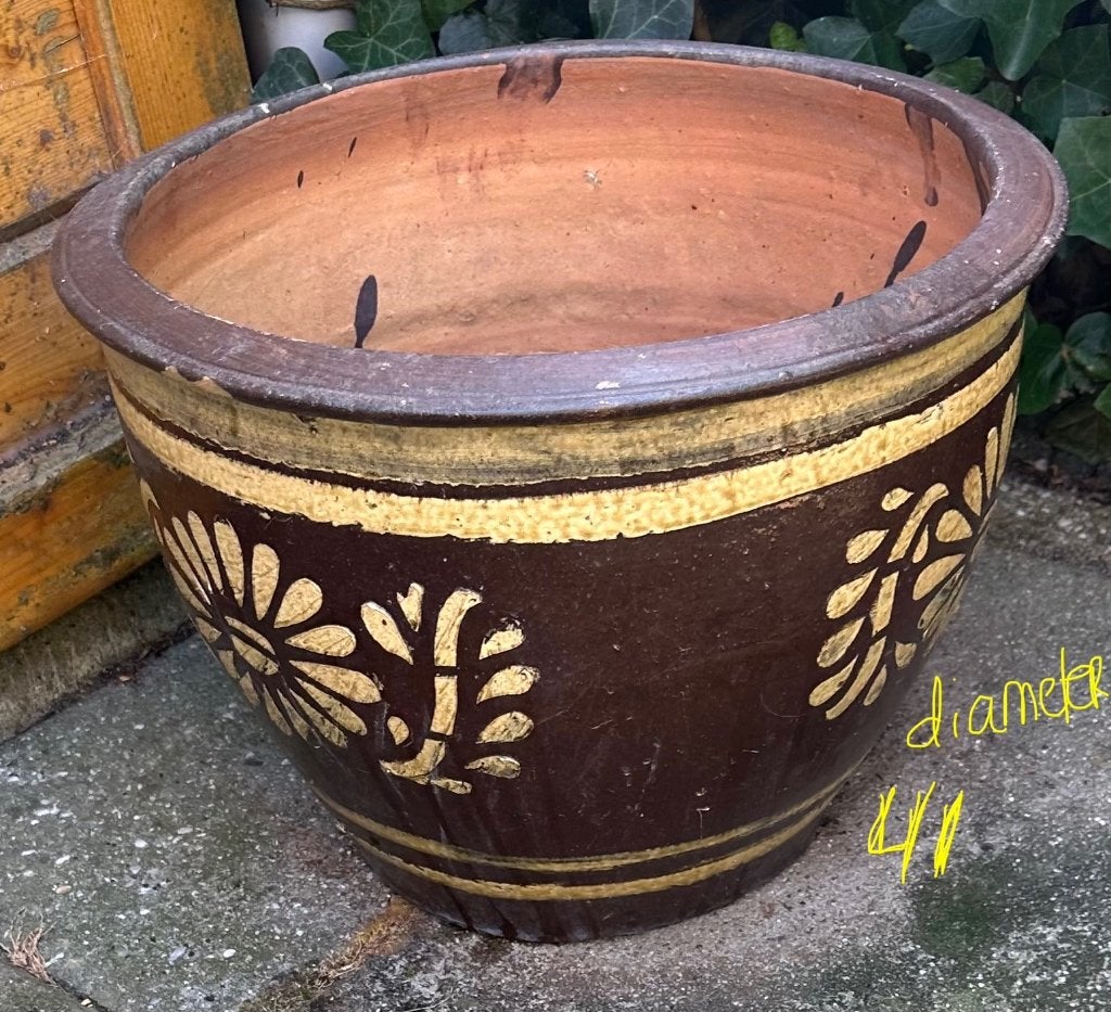 grote mooie unieke vintage bloempot, Ophalen, Gebruikt, 40 cm of meer, Rond