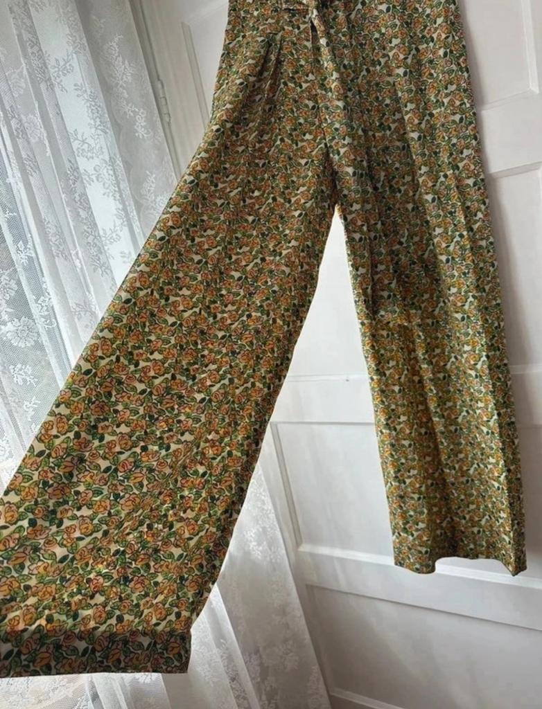 Wijde groen geel gebloemde wijde oantalon broek Zara XS S, Ophalen of Verzenden, Zo goed als nieuw, Maat 34 (XS) of kleiner, Lang
