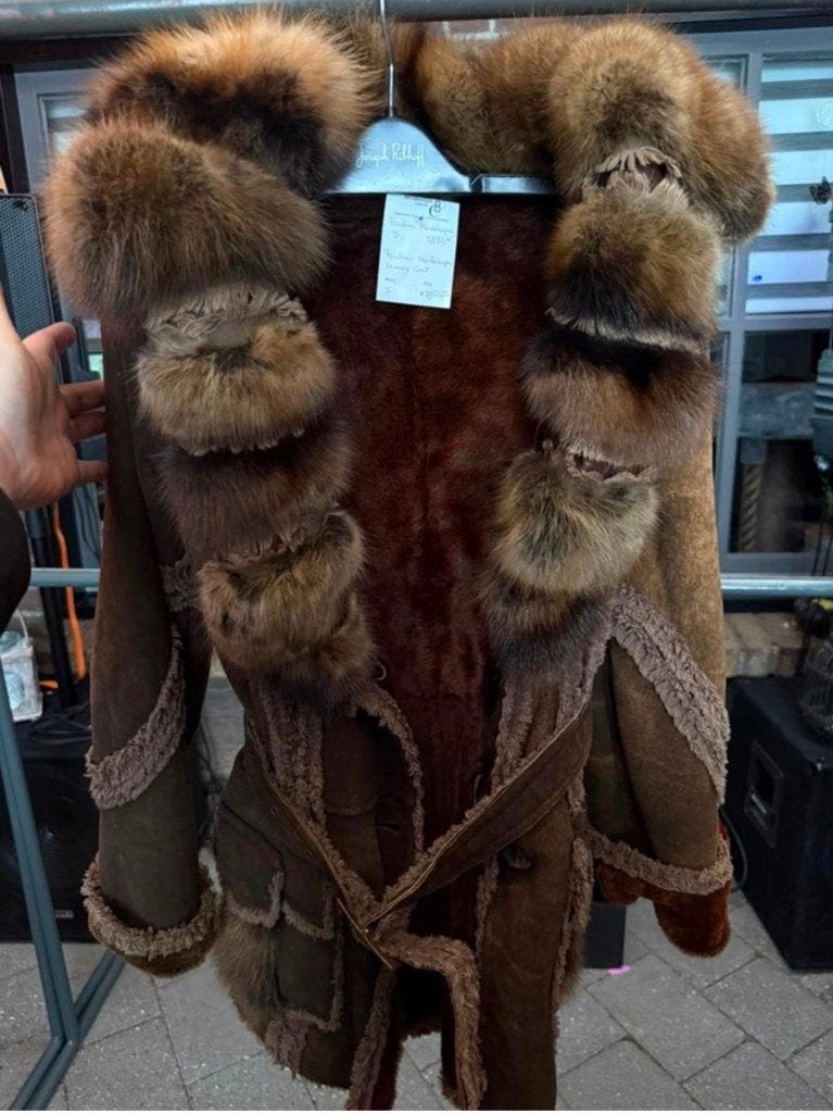 Exclusieve Lammy Coat Bontjas - Maat S, Kleding | Dames, Ophalen of Verzenden, Zo goed als nieuw, Maat 36 (S), Bruin
