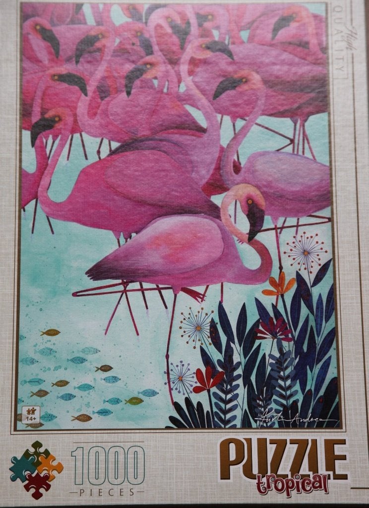 Legpuzzel Flamingo's, Ophalen, 500 t/m 1500 stukjes, Zo goed als nieuw, Legpuzzel