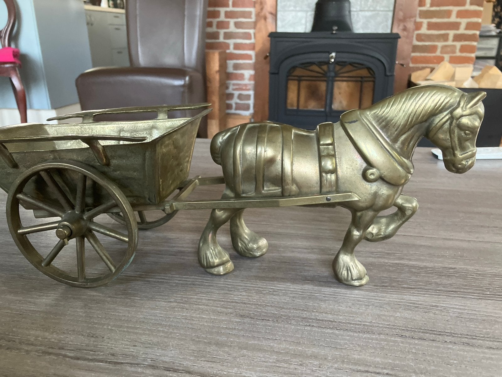 Messing Paard met Kar Decoratie, Verzenden