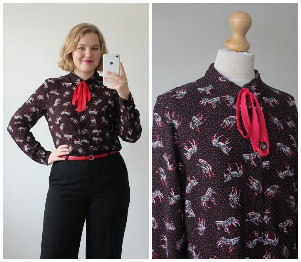 Steps - als nieuwe blouse / zwart met zebra's / maat 42, Verzenden, Zwart, Maat 42/44 (L), Zo goed als nieuw
