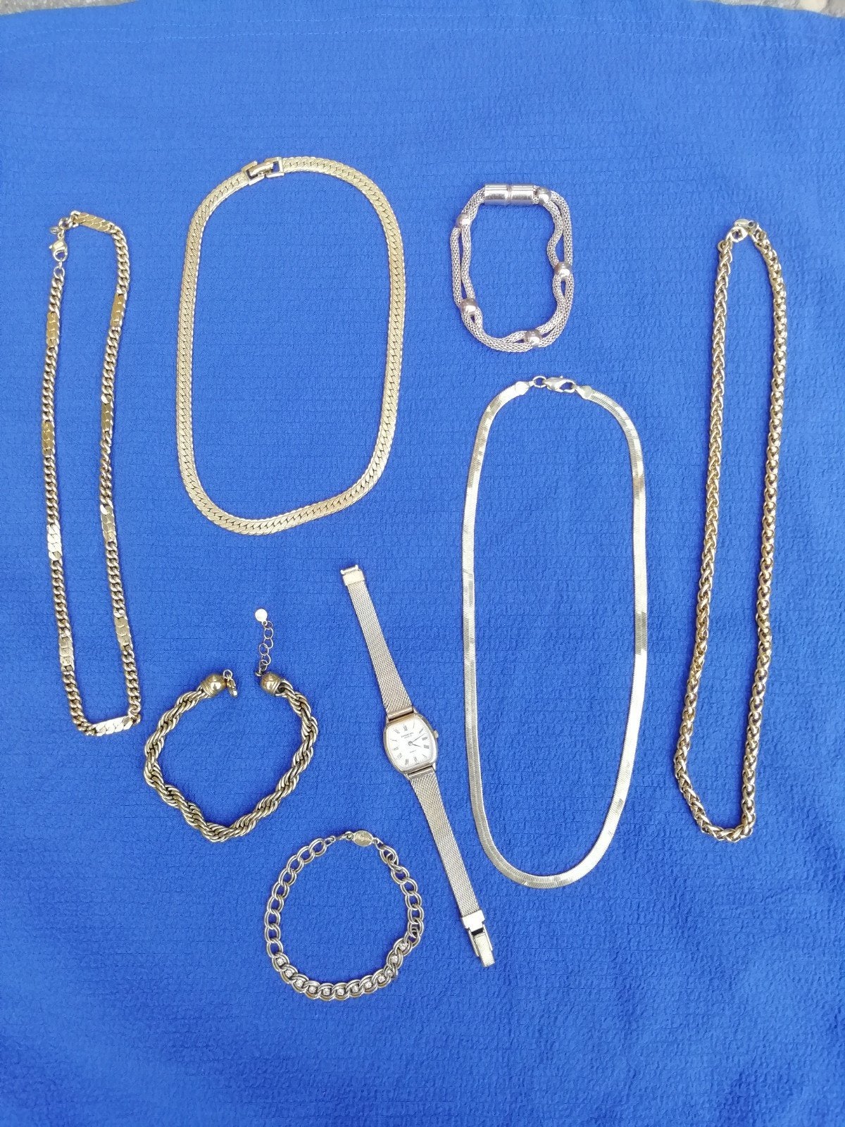 Goud Vergulde Vintage Sieraden Set met Raymond Weil Horloge, Sieraden, Tassen en Uiterlijk, Ophalen of Verzenden