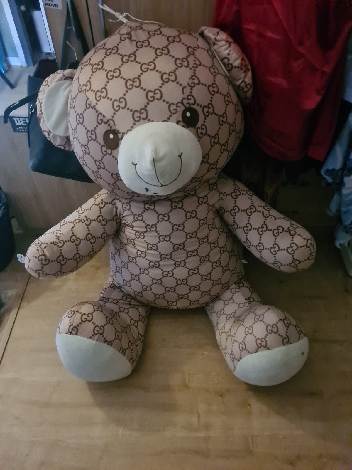 Grote Gucci-stijl teddybeer - Zo goed als nieuw, Ophalen, Overige merken, Beer, Zo goed als nieuw
