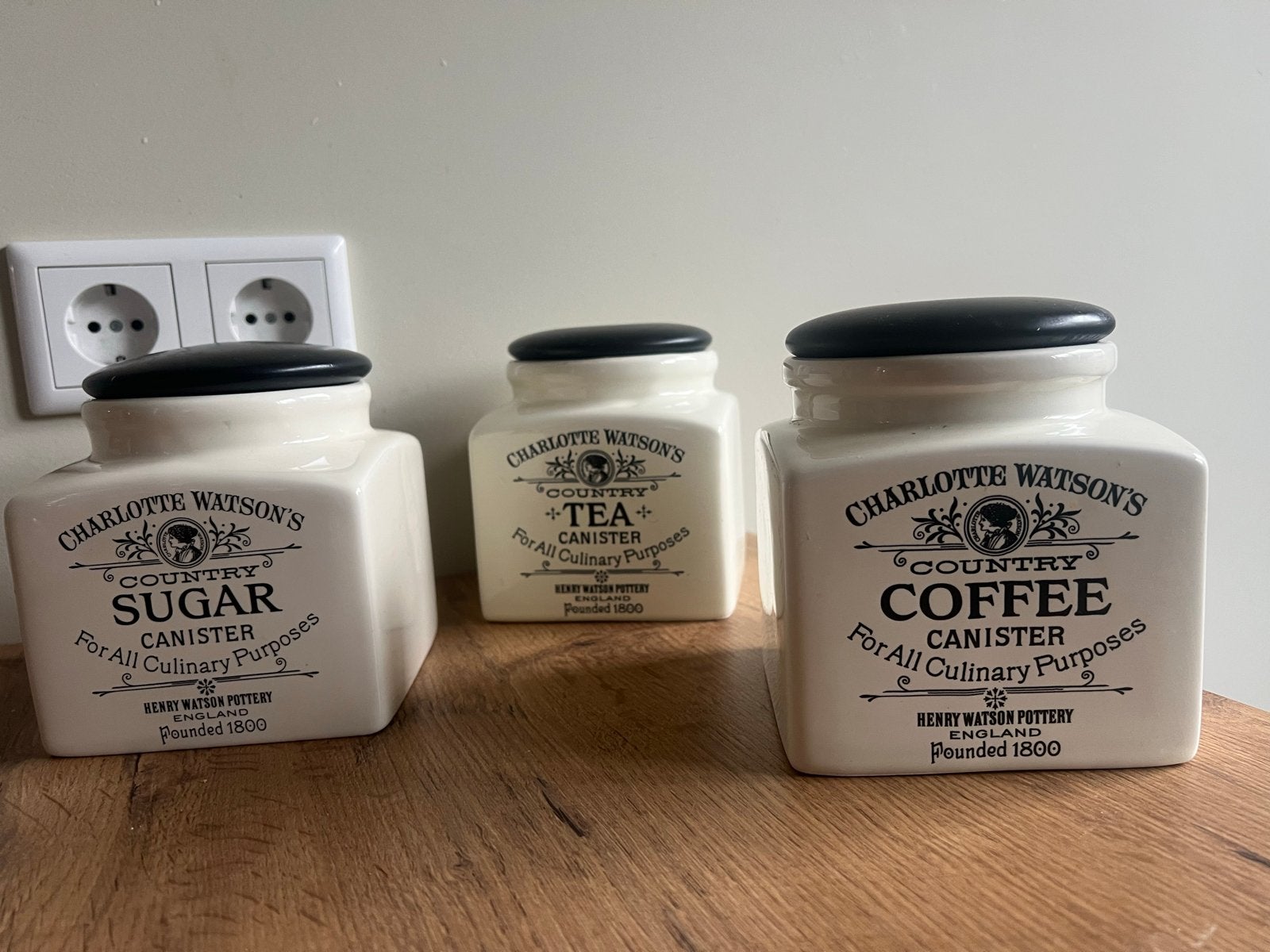 Charlotte Watson's Voorraadpotten - Koffie, Thee, Suiker, Beige, Gebruikt, Ophalen of Verzenden, Voorraadpot