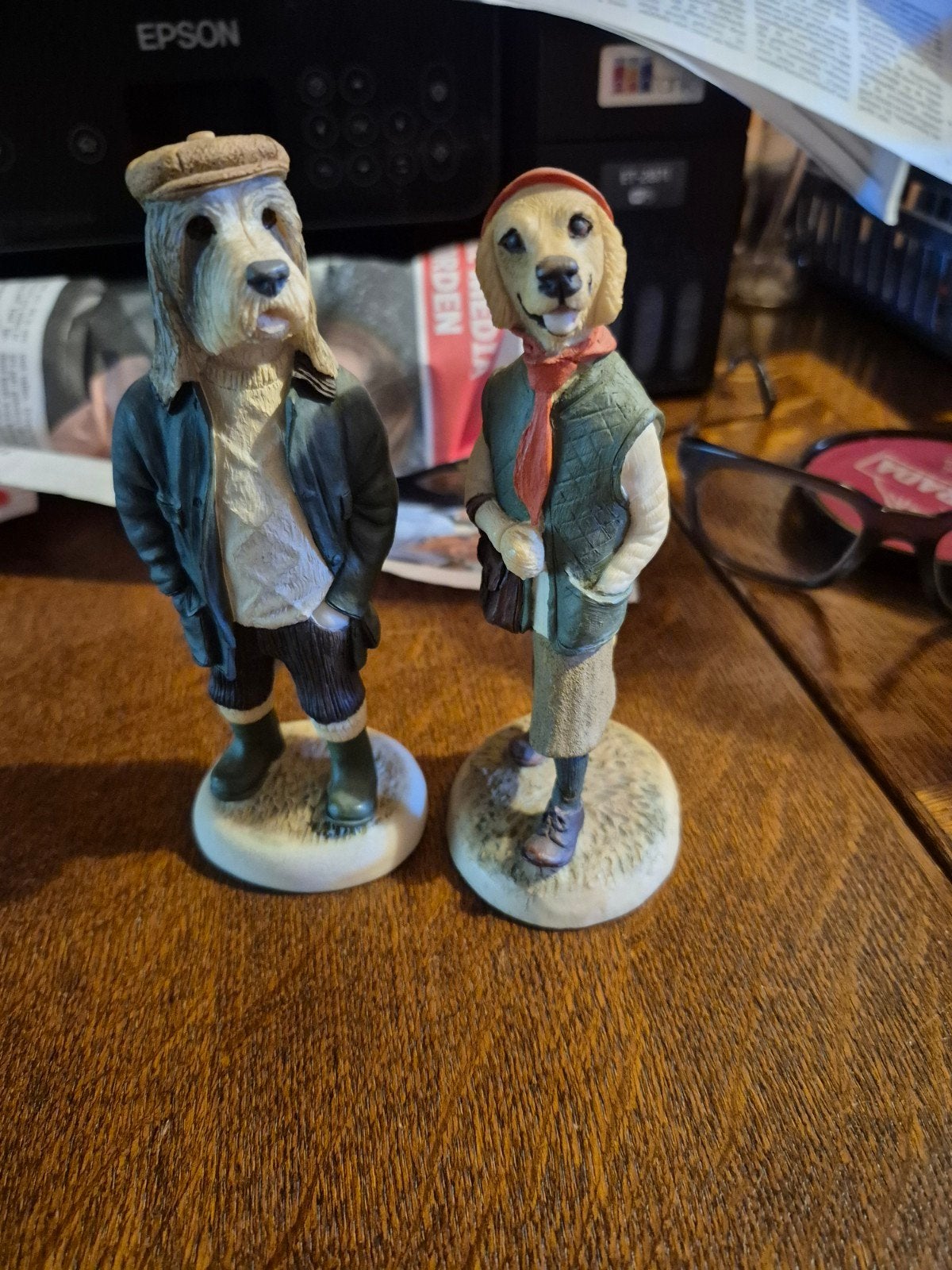 Beeldjes van honden: Bearded Collie en Golden Retriever, Ophalen, Gebruikt, Dier