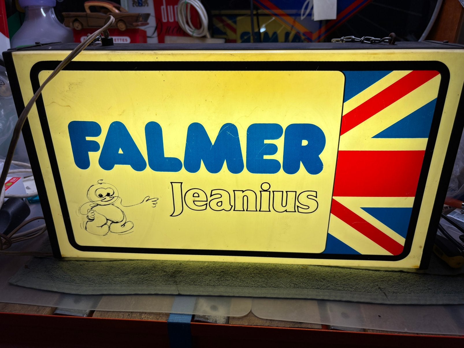 Palmer jeans lichtreclame, Ophalen, Gebruikt, Lichtbak of (neon) lamp
