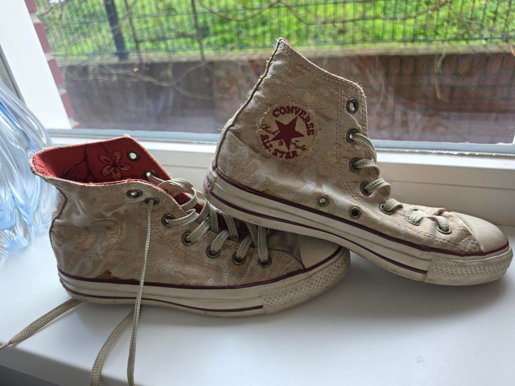 Converse All Star High Top Sneakers Beige/Goud, Kleding | Dames, Schoenen, Beige, Converse, Ophalen of Verzenden, Sneakers of Gympen