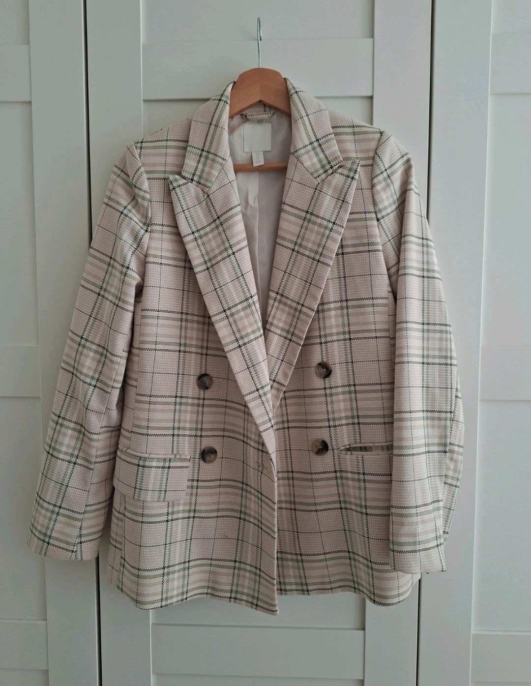H&M Geruite Blazer - Maat 34, H&M, Beige, Ophalen of Verzenden, Zo goed als nieuw