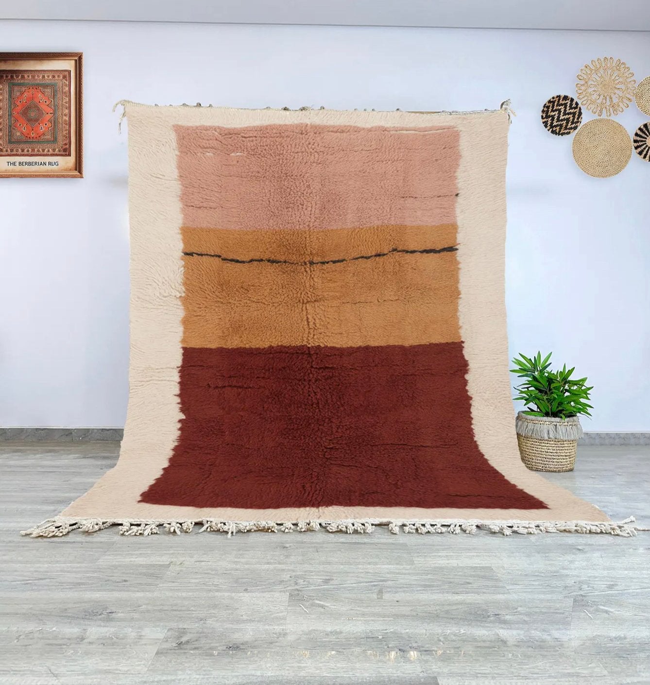 Authentiek Berber vloerkleed - Handgeweven wollen tapijt, Beige, 200 cm of meer, Ophalen of Verzenden, Zo goed als nieuw