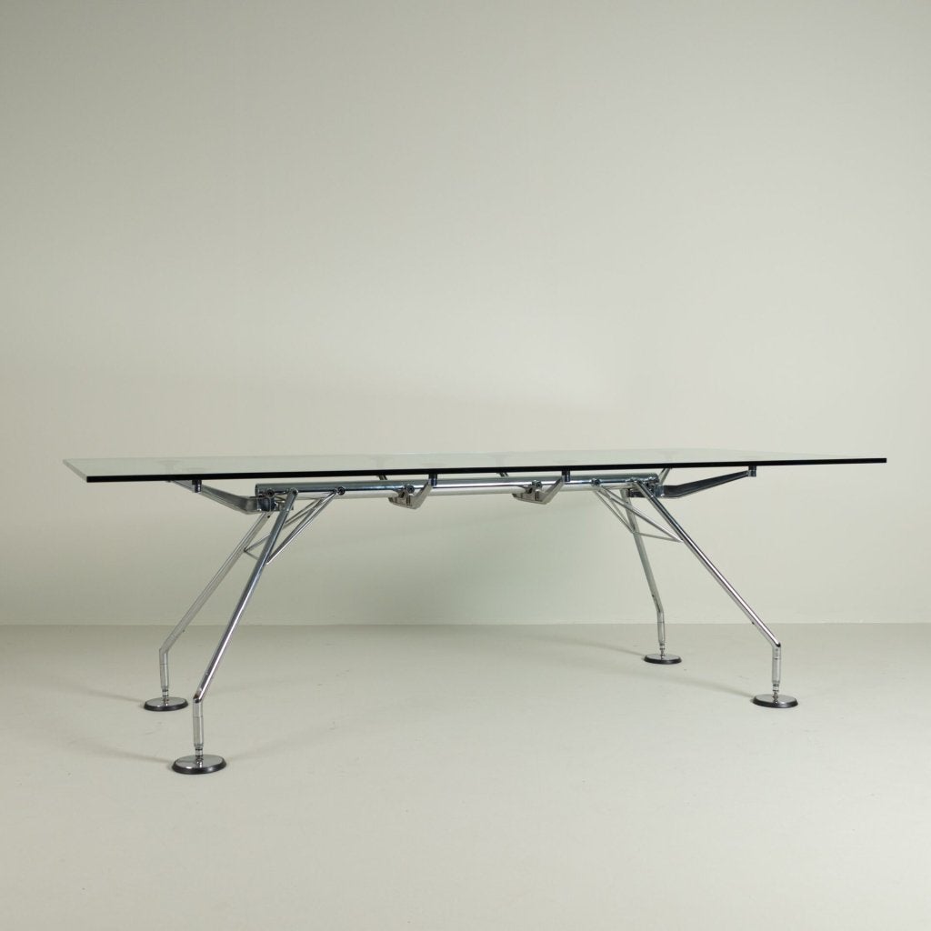 Tecno Nomos Tafel Glas - Chroom, Tecno, Zo goed als nieuw, Niet ingevuld, Niet ingevuld
