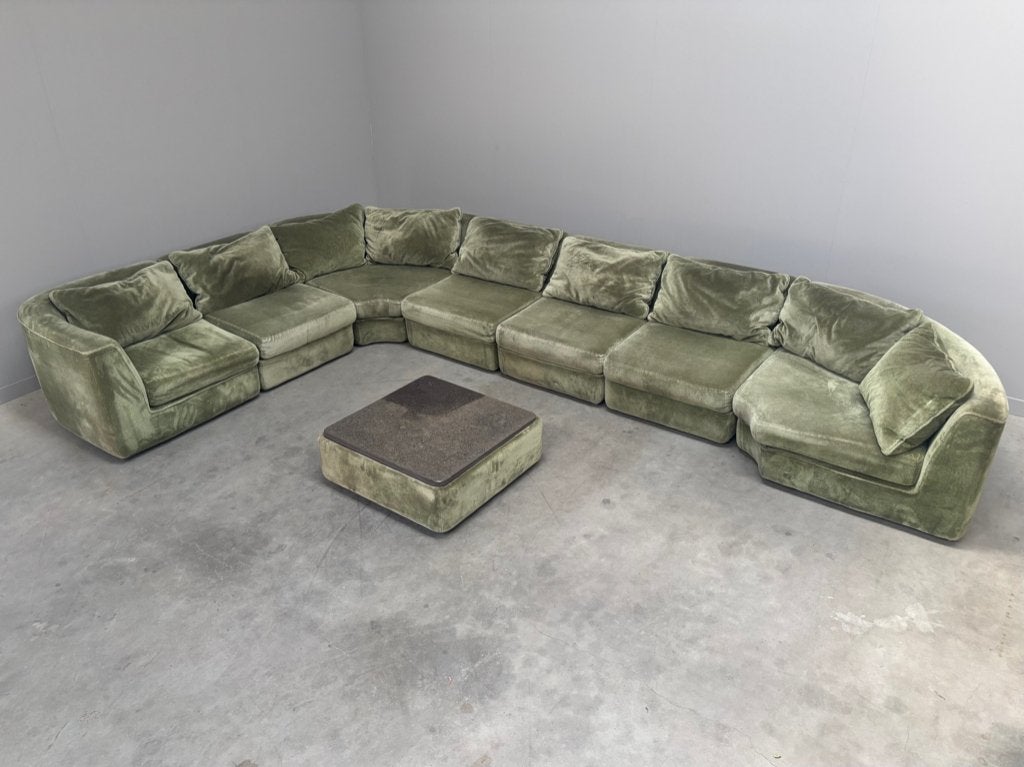 Vintage modulaire elementen hoekbank jaren 60 70 80, Ophalen, Hoekbank, Stof, Vierpersoons of meer