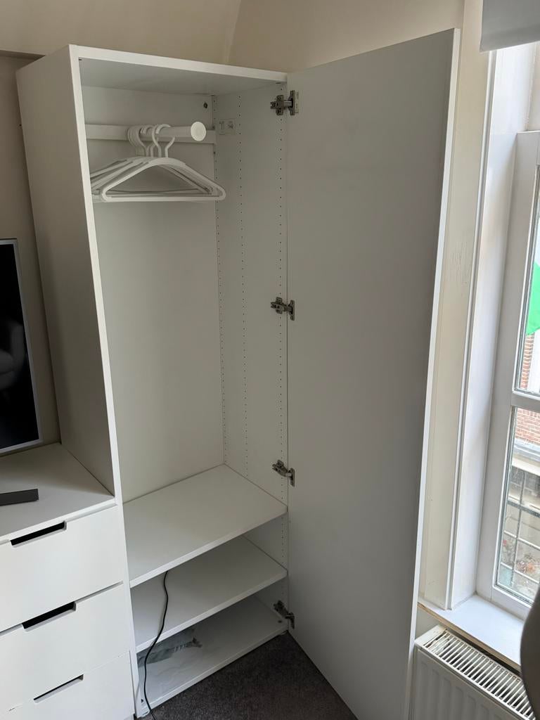 IKEA PAX Kledingkast met ÅHEIM deur – Wit – 201 cm, Gebruikt, 200 cm of meer, Overige houtsoorten, 50 tot 100 cm