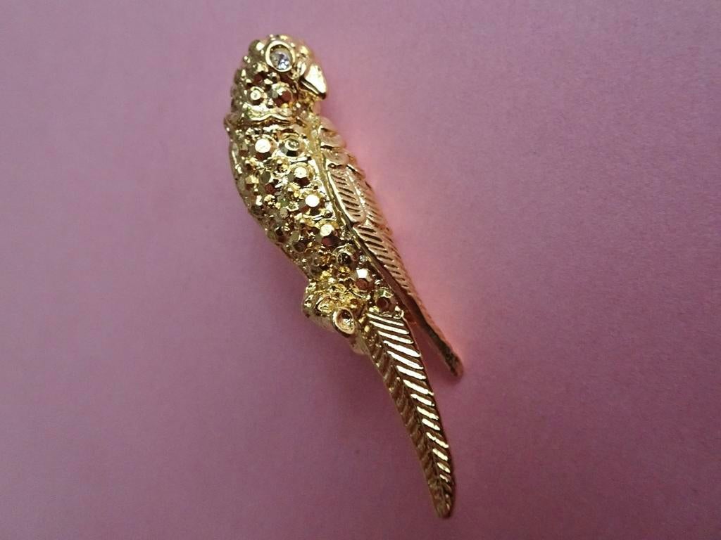 jwg Vintage 70s 80s papegaai parkiet vogel broche goud klr, Sieraden, Tassen en Uiterlijk, Verzenden, Overige materialen, Broche