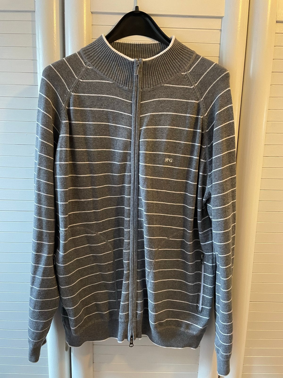 McGregor gestreept vest met deelbare rits - Maat L, Ophalen, Zo goed als nieuw, Maat 52/54 (L), Grijs
