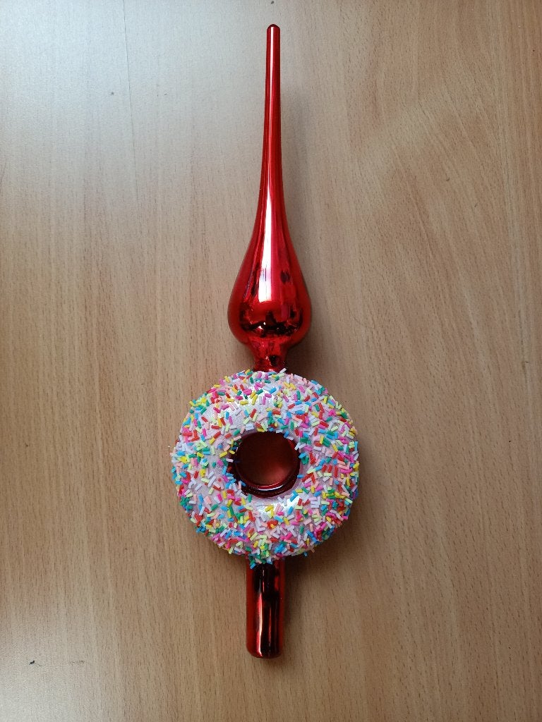 kerst - glazen rode piek donut - nieuw, Ophalen, Nieuw