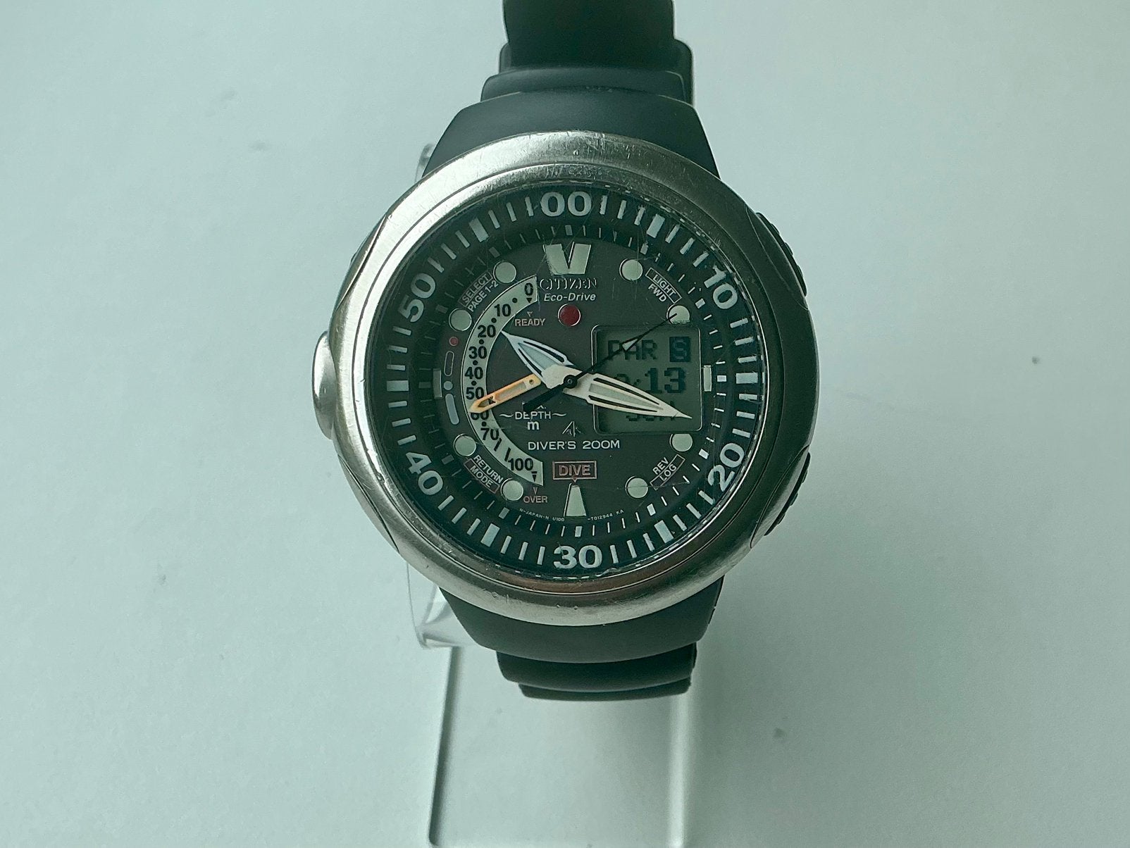 Citizen promaster eco drive U100- kast 50 mm. 200m, Sieraden, Tassen en Uiterlijk, Gebruikt, Staal, Kunststof, Ophalen of Verzenden