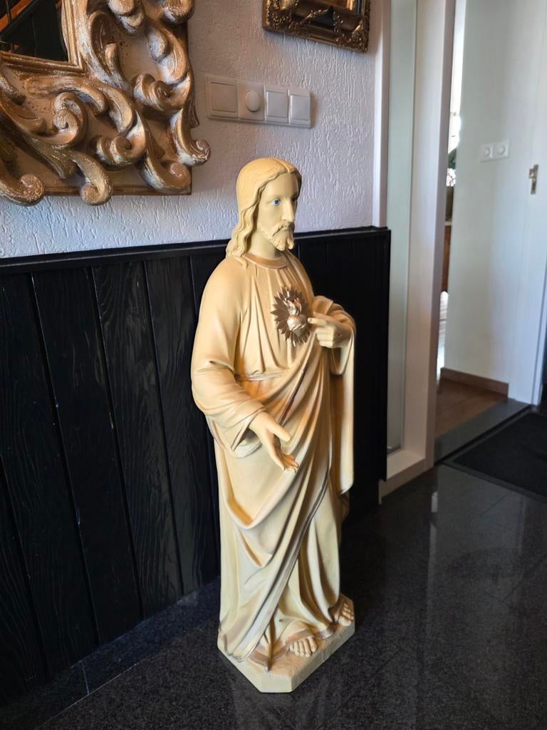 Heilig Hart Jezus beeld - Groot en gedetailleerd, Antiek en Kunst, Antiek | Religie, Ophalen of Verzenden