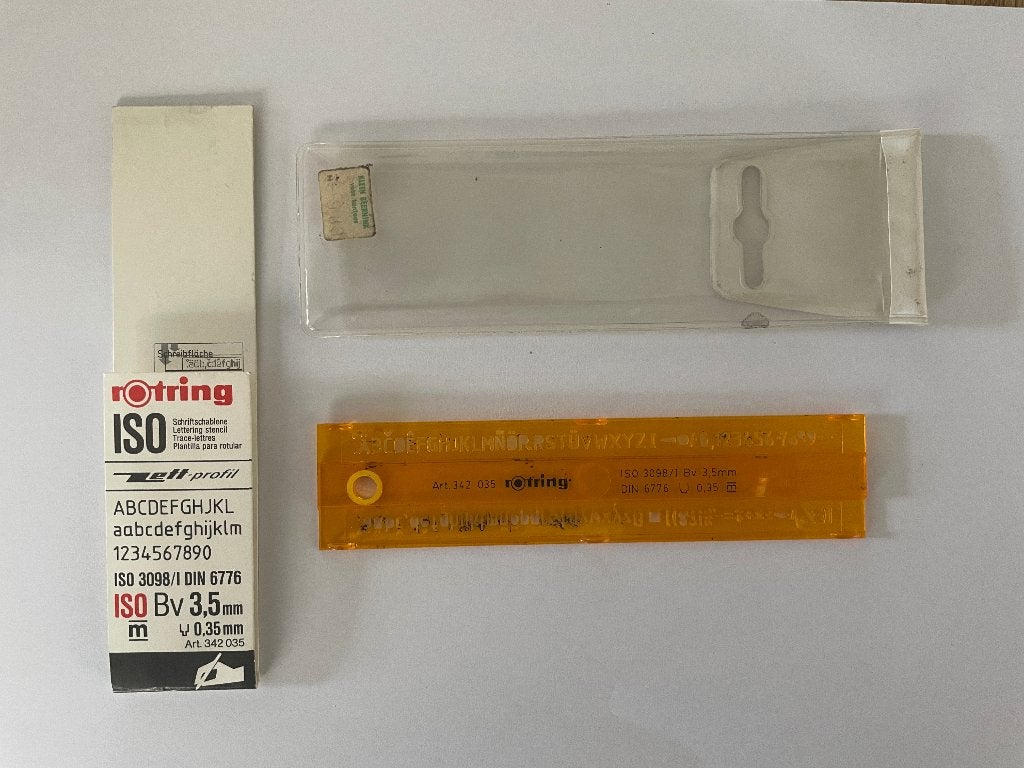 D405 Vintage Rotring sjabloon liniaal lettersjabloon cijfers, Ophalen of Verzenden, Gebruikt, Overige typen