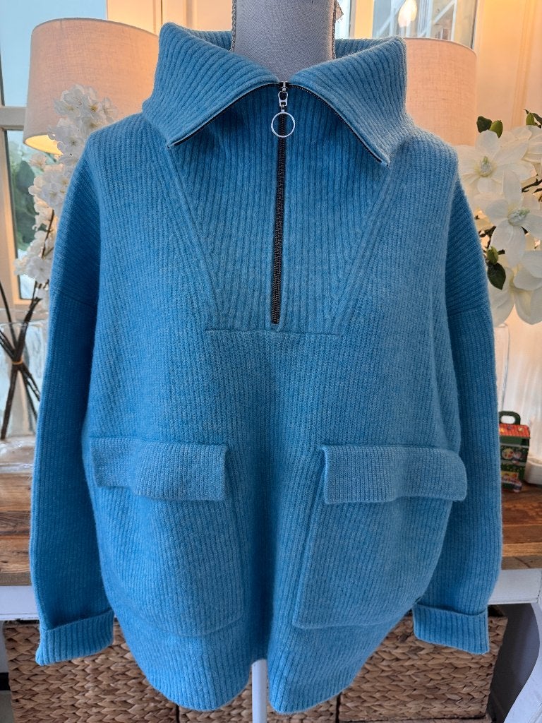Prachtige, Azuurblauw Trui Marc O'Polo, 40-42/L, oversized, Kleding | Dames, Verzenden, Zo goed als nieuw, Maat 38/40 (M), Blauw
