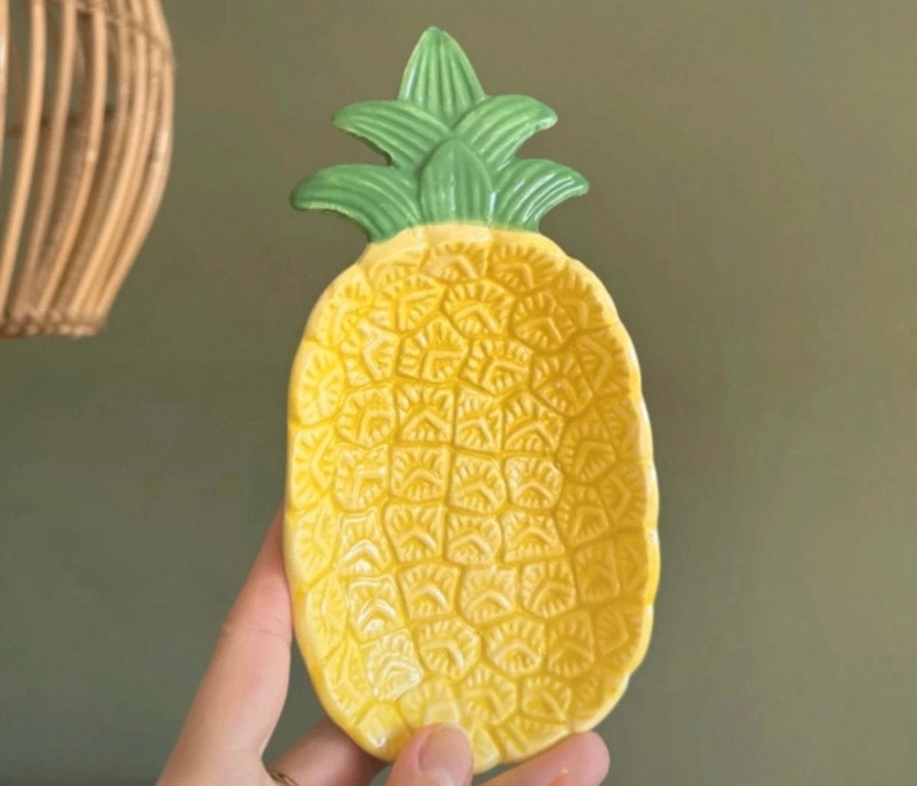 Decoratieve ananas schaaltje - Geel/Groen, Ophalen, Meerkleurig, Overige stijlen, Zo goed als nieuw