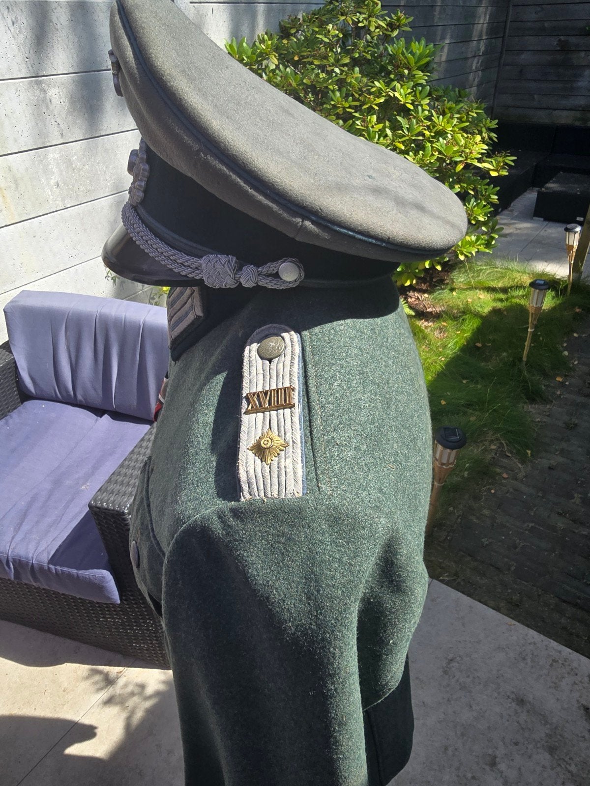 Originele Duitse M36 Vervoerstroepen Uniform Jas en Pet, Ophalen of Verzenden