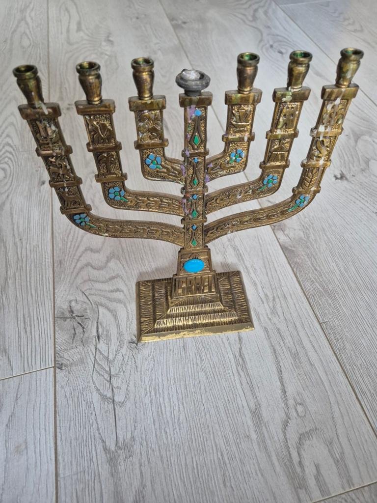 Vintage Chanoekia Messing met Emaille, Ophalen of Verzenden
