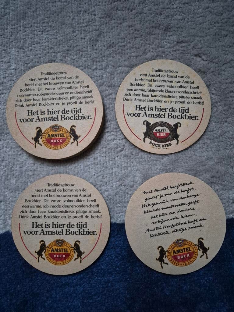 4 verschillende Amstel Bockbier viltjes, Ophalen of Verzenden